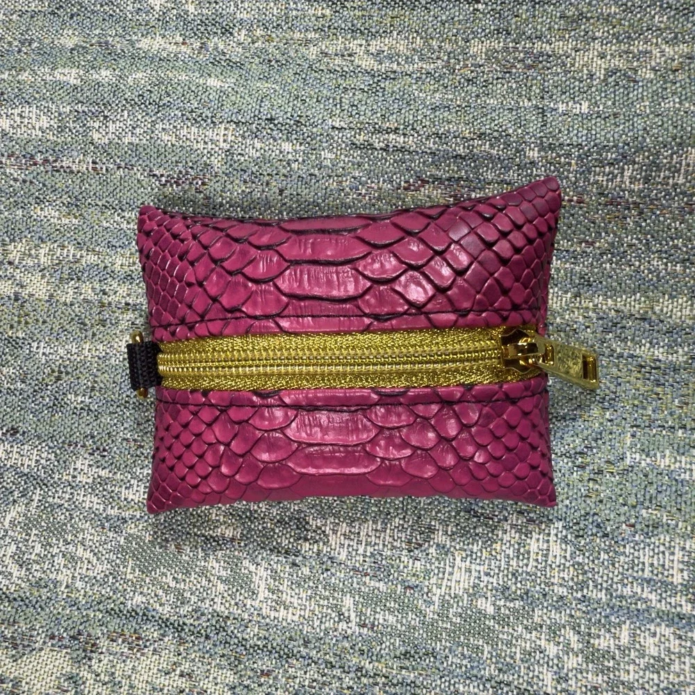 Dog Poop Bags Holder, Pink Crocodile Print Vinyl.